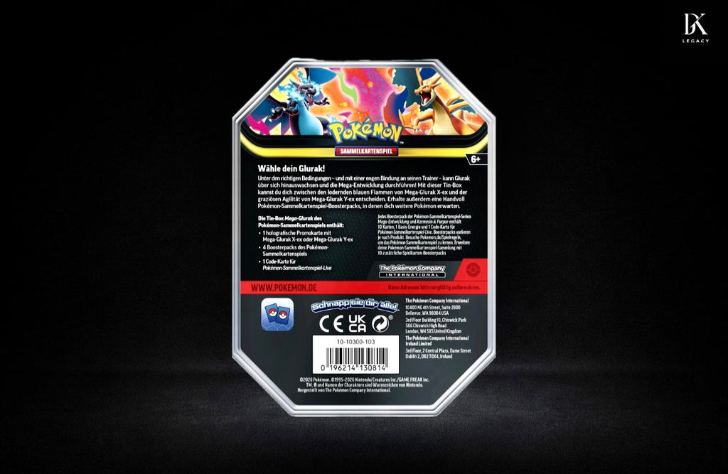 Pokémon TCG Mega Glurak X & Y ex Tin Box 2026 (Deutsch) Sealed Box Neu